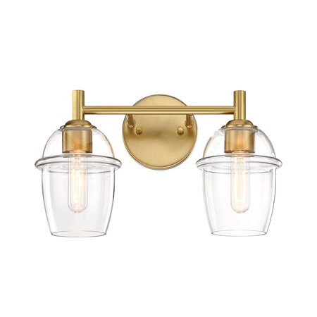 Designers Fountain Summer Jazz 16 in. 2-Light Brushed Gold Vanity Light with Clear Glass Shades for Bathrooms D310M-2B-BG